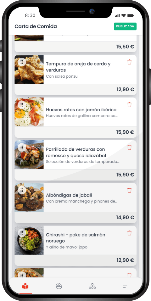Pantalla de edicíon de carta